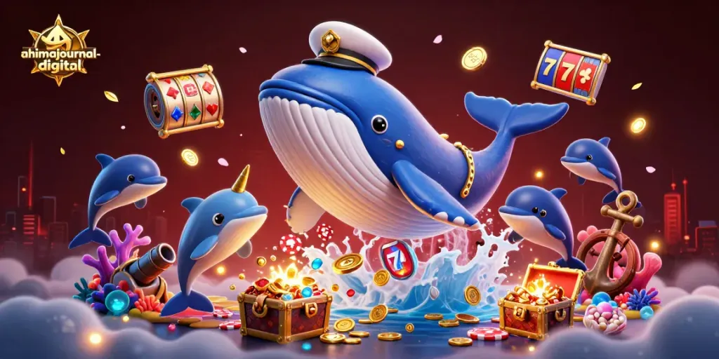 Experience gaming excitement with ahimajournal-digital featuring cartoon characters and vibrant casino elements.