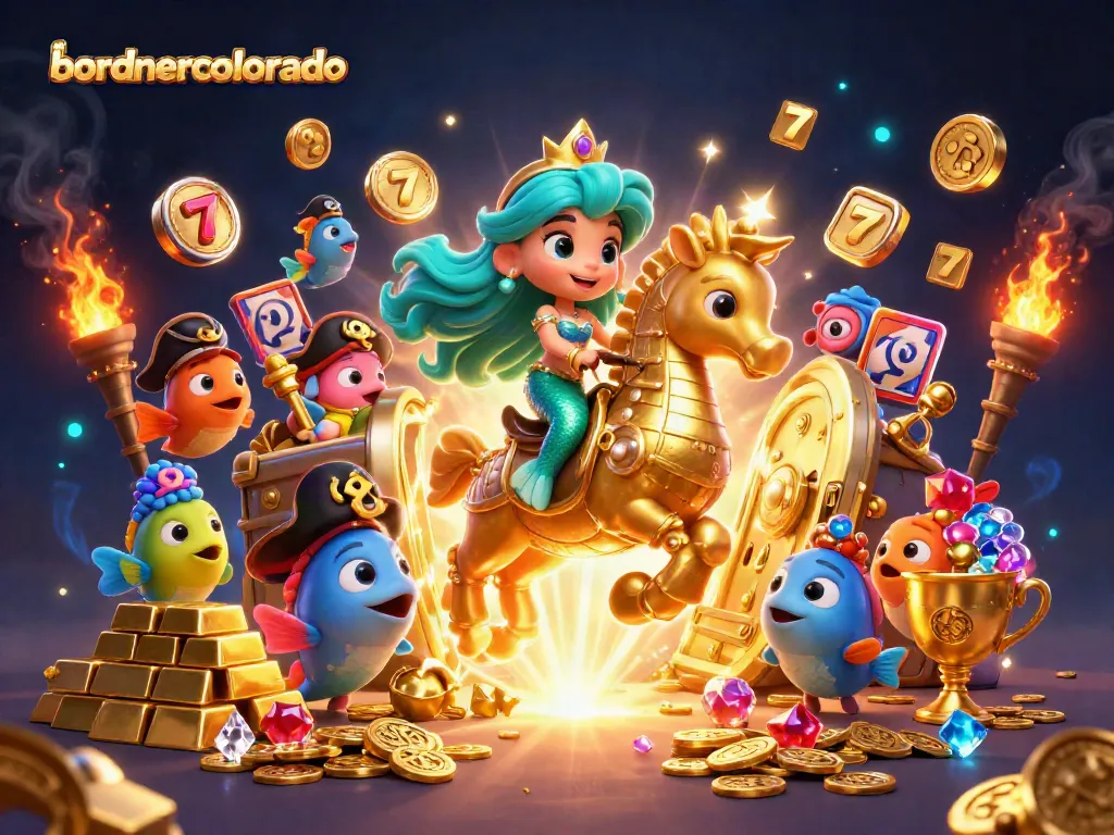 Experience the excitement of bordnercolorado with a mermaid princess and gold treasures in a vibrant casino scene.