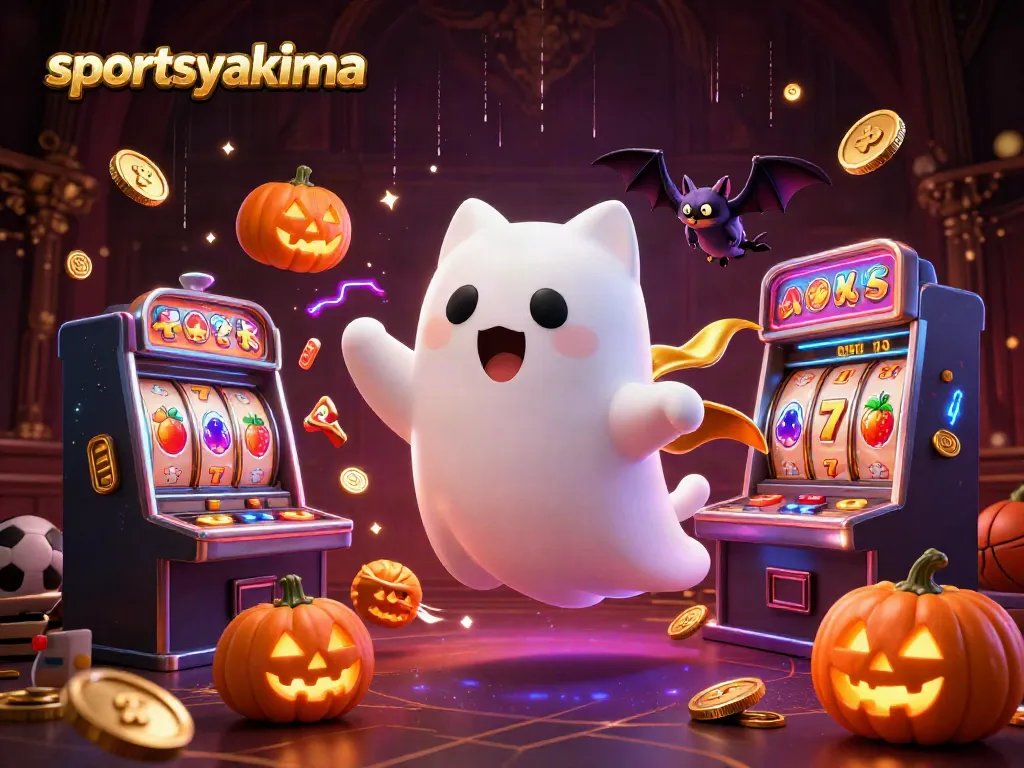 Experience thrilling wins with sportsyakima at a haunted casino featuring slots and ghostly characters.