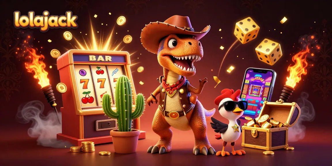 Experience thrilling wins at lolajack Casino with vibrant characters and dynamic game elements in a 3D scene.
