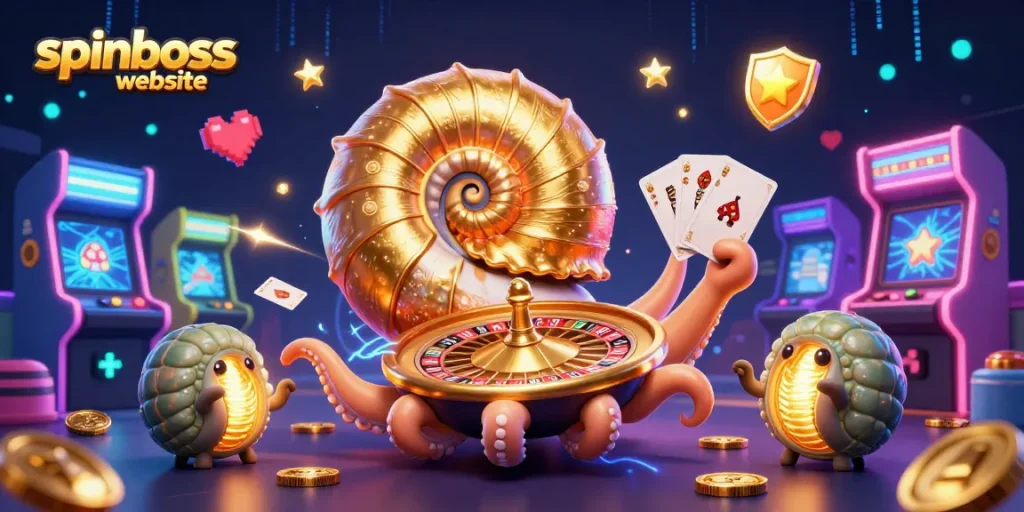 Spinboss website spins reels in a vibrant 3D casino world filled with excitement and big wins.
